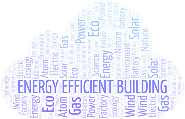 Obraz premium Energy Efficient Building word cloud. Wordcloud made with text only.