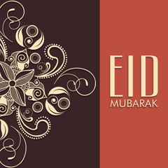 Floral greeting card for Islamic festival, Eid celebration.