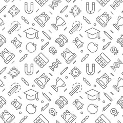 Back to school seamless pattern with line icons