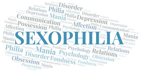 Sexophilia word cloud. Type of Philia.