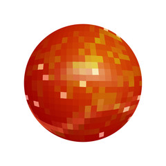 Red Ball in pixel art design. Vector illustration.