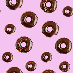 seamless pattern with chocolate donuts