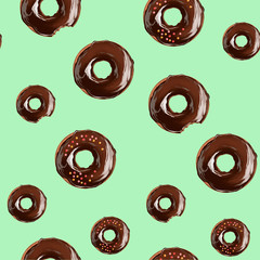 seamless pattern with chocolate donuts