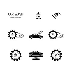 Obraz premium Car wash - vector icon set on white background.