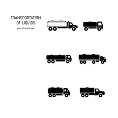 Transportation of liquids - vector icons set.