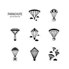 Parachute - vector icons set.