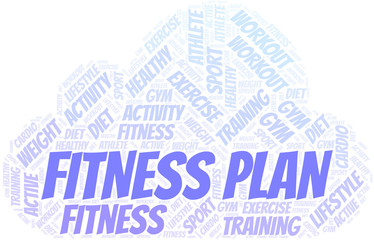 Obraz premium Fitness Plan word cloud. Wordcloud made with text only.