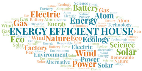 Energy Efficient House word cloud. Wordcloud made with text only.