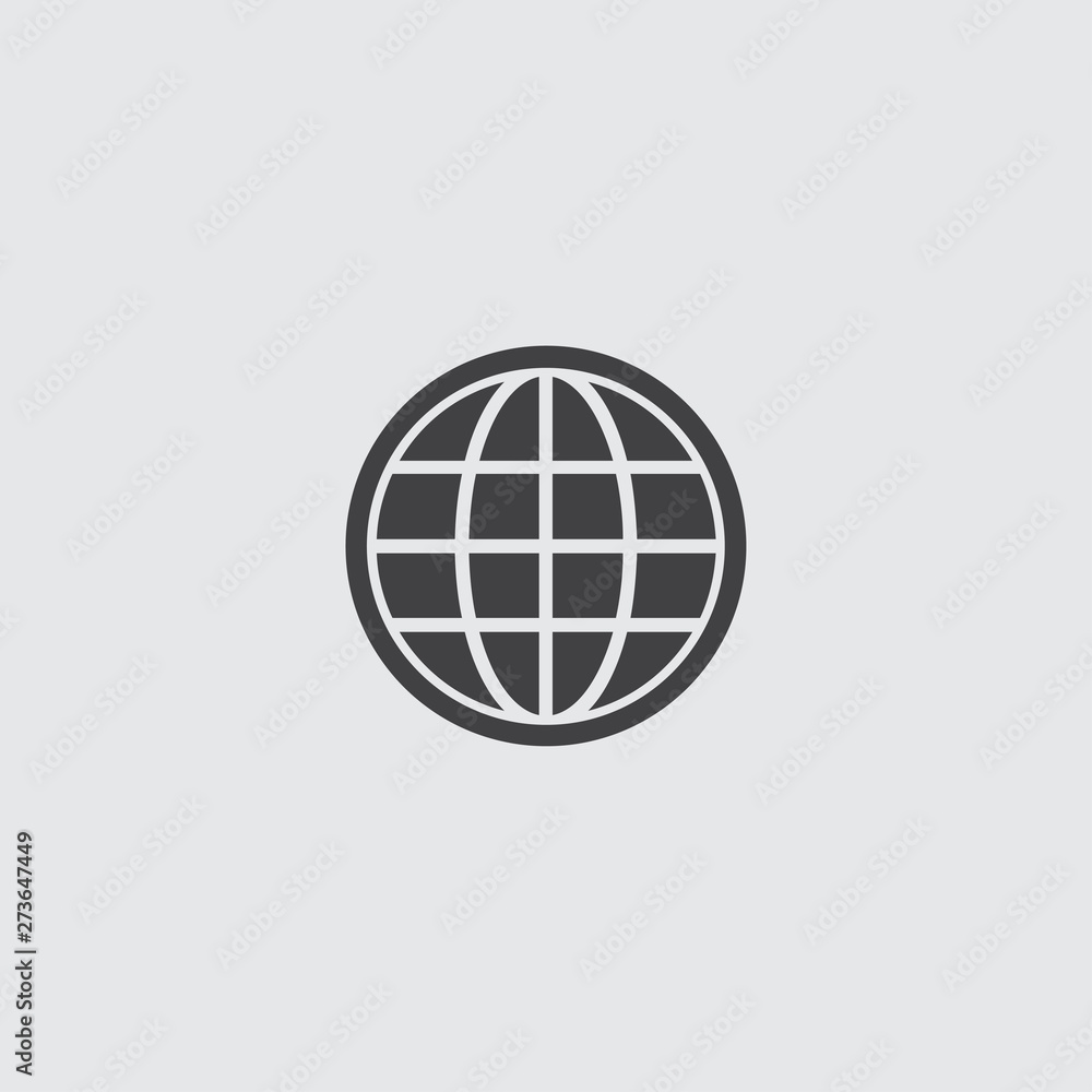 Aufkleber globe icon in a flat design in black color. vector illustration eps10