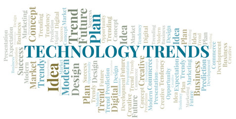 Technology Trends word cloud. Wordcloud made with text only.