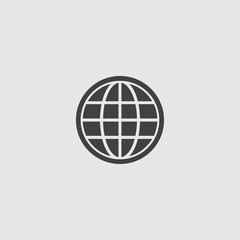 Globe icon in a flat design in black color. Vector illustration eps10