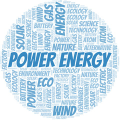 Obraz premium Power Energy word cloud. Wordcloud made with text only.