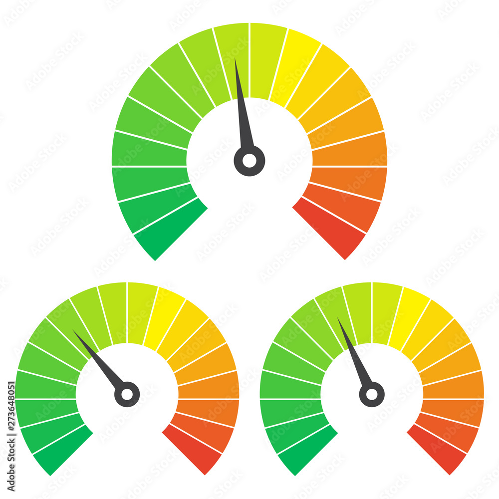 Poster set of measuring icons on a white background. speedometer icons set