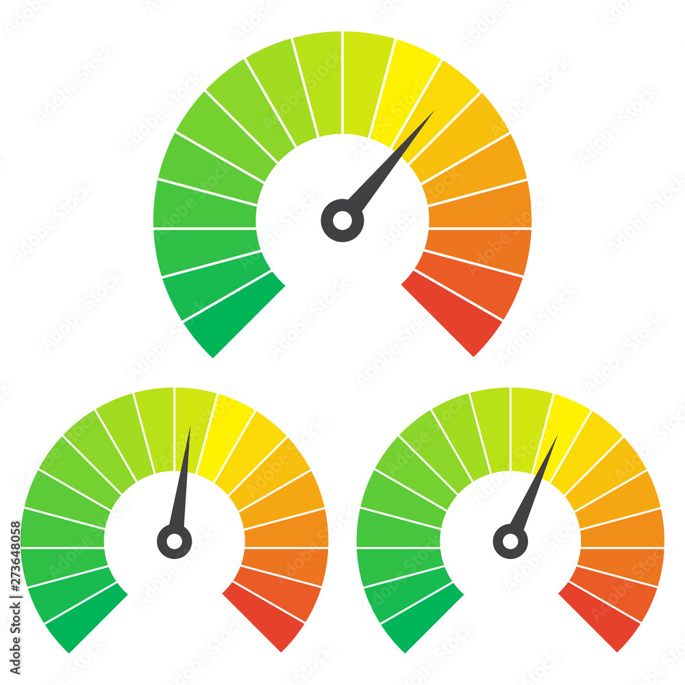 Poster set of measuring icons on a white background. speedometer icons set