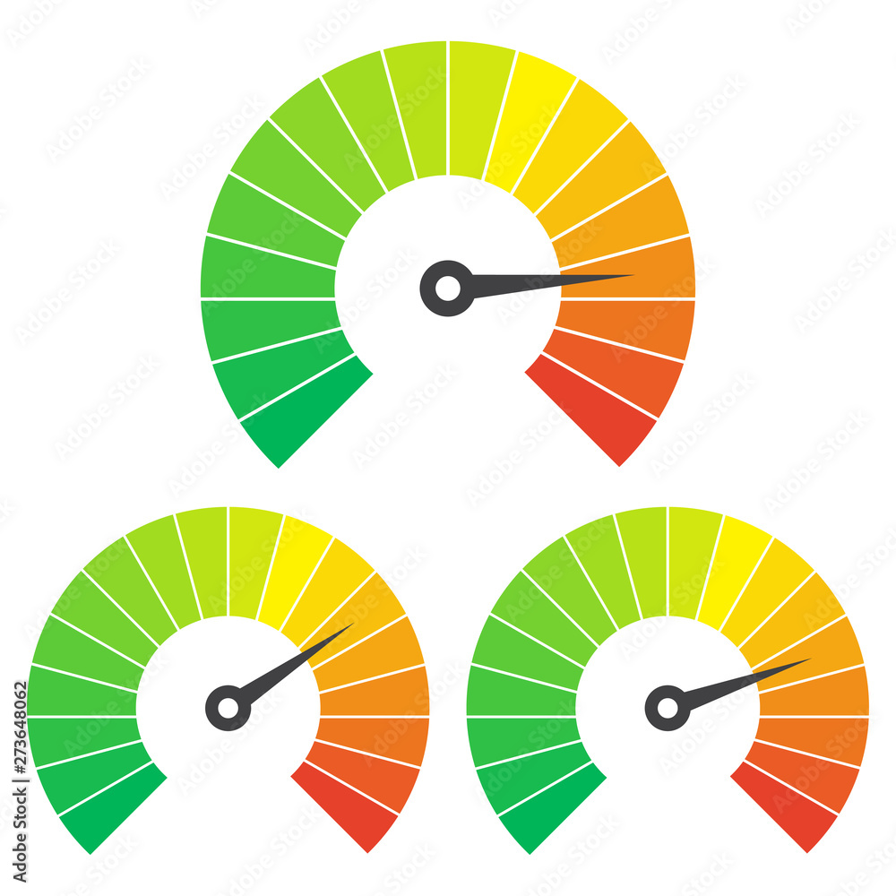 Poster set of measuring icons on a white background. speedometer icons set