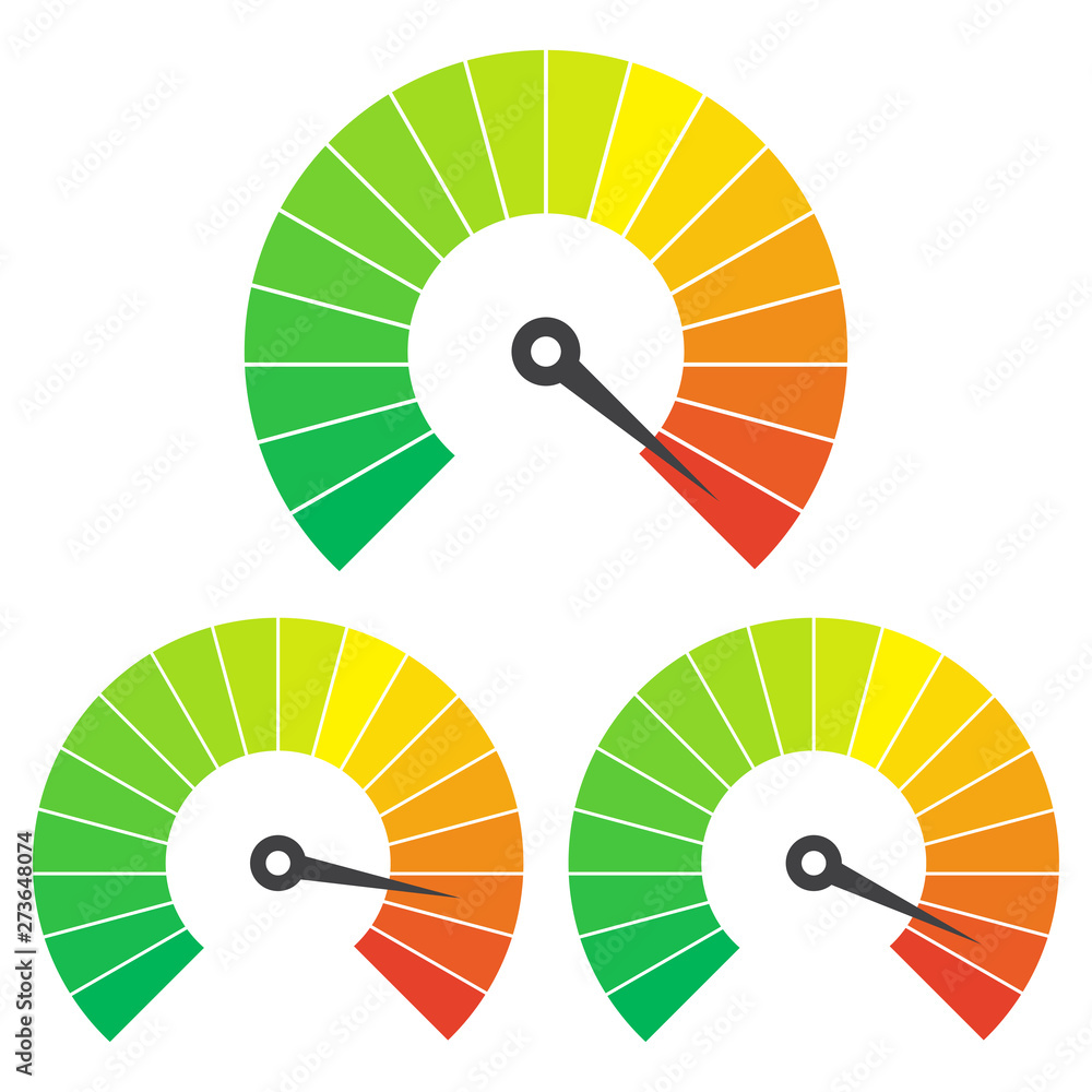 Poster set of measuring icons on a white background. speedometer icons set
