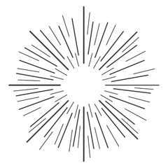 Linear drawing of rays of the sun in vintage style. Vector illustration