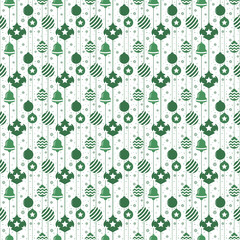 Christmas seamless pattern with balls in green color