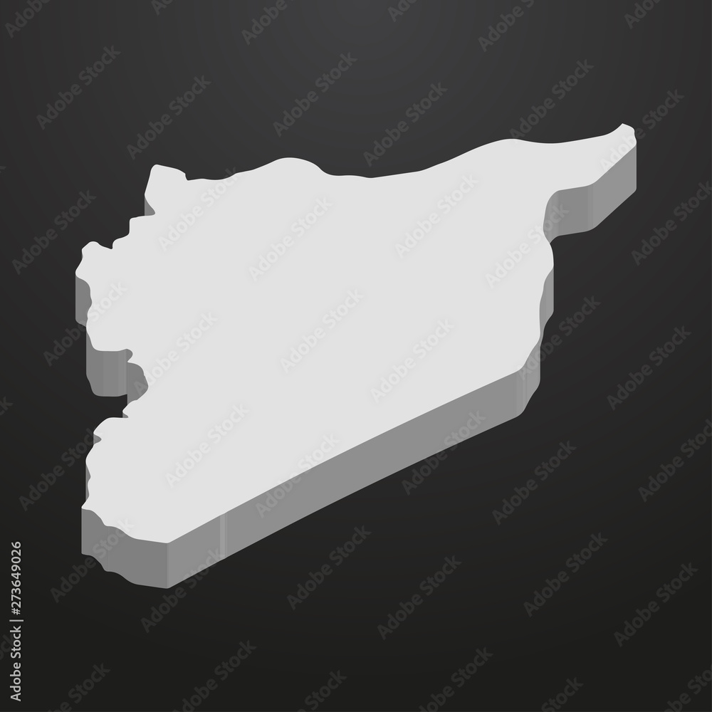 Poster syria map in gray on a black background 3d