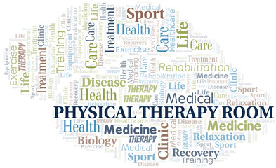 Fototapeta premium Physical Therapy Room word cloud. Wordcloud made with text only.