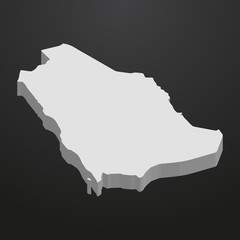 Saudi Arabia map in gray on a black background 3d