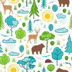 Vector seamless forest pattern.