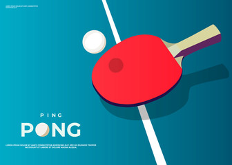 Ping pong Poster Template. Table and rackets for ping-pong. Vector illustration EPS10