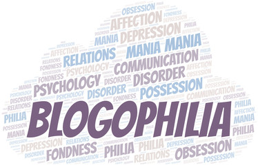 Obraz premium Blogophilia word cloud. Type of Philia.