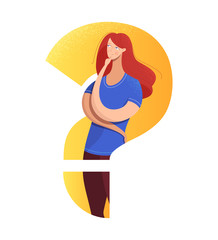 Confused girl flat vector illustration