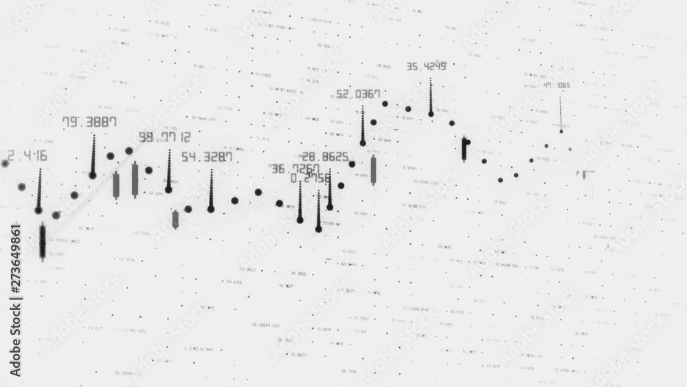 Poster financial graph and data showing a steady increase in profits, growing charts and flowing counters o
