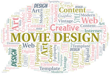 Fototapeta premium Movie Design word cloud. Wordcloud made with text only.