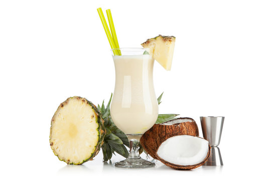 Pina Colada Cocktail isolated on white background