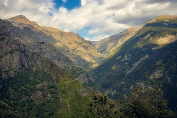 Very nice valley in mountain Pyrenees of Spain (valley name is Vall de Nuria)