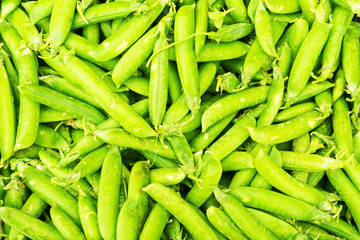 Green pea pods. Vegetable background.