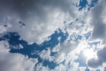 Blue sky clouds background. Beautiful landscape with clouds on sky