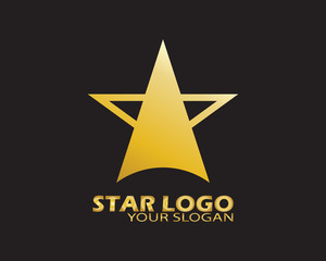 Gold Star Logo Vector in Elegant Style with Black Background