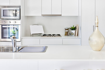 Luxury Kitchen interior with sink and tools.