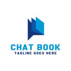 Chat Logo Design For Technology With Flat Style Concept. Talk Logotype. Book Element And Libary Emblem For Company. Education Icon For Digital Business. Creative And Modern Graphic Idea.