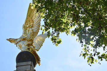 Golden Eagle, part of the Royal Air Force Memorial, spreading his wings over the Victoria Embankment in central London
