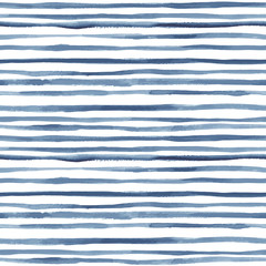 Hand painted striped indigo background. Seamless vector pattern - 273654690