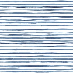 Gordijnen Handgeschilderde gestreepte indigo achtergrond. Naadloos vectorpatroon © IMR