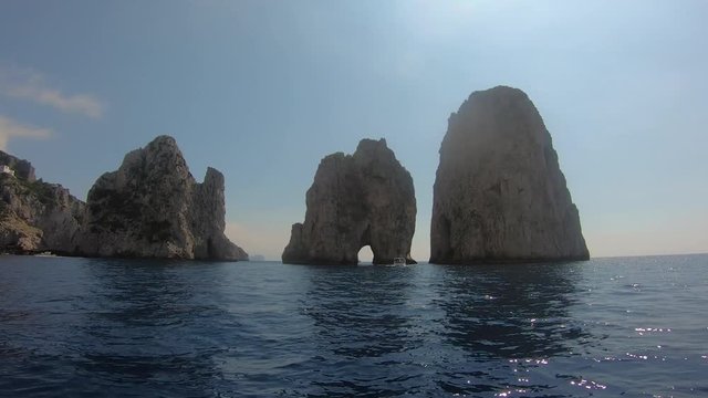 Italy, Capri, view of the Faraglioni from the boat