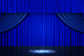 Background with blue theater curtain