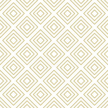 Diagonally laid squares. Seamless vector pattern in gold color