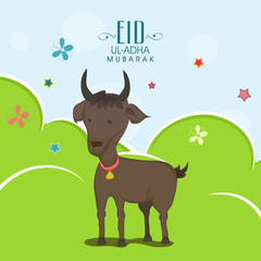 Greeting card for Eid-Ul-Adha festival celebration for kids.