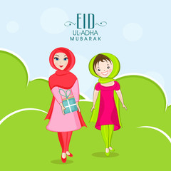Eid-Ul-Adha festival celebration with muslim girls.