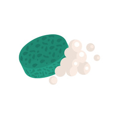 Sponge with foam detergent color vector icon. Flat design