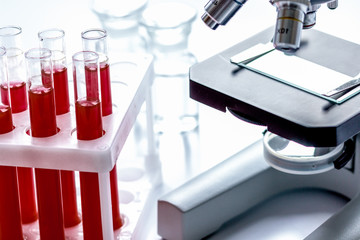 Medical equipment blood test in laboratory no one