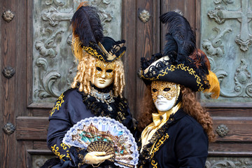 Venice Carnival 2017. Venetian masks. Venice, Italy. Carnival is the most important event of the year in Venice