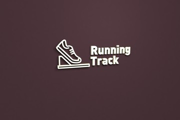 Fototapeta na wymiar Text Running Track with yellow 3D illustration and brown background